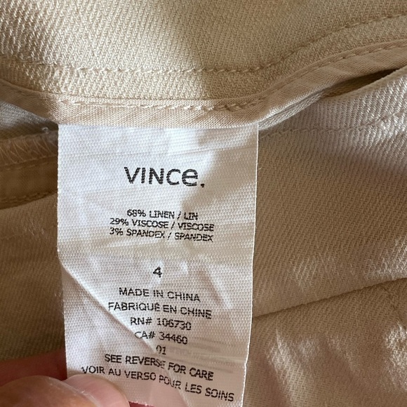 VINCE Ivory Linen Blend Cargo Jogger Trouser Pants - Picture 6 of 9